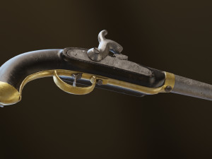 historic old medievel flintlock dragon pistol rifle low-poly 3D Model