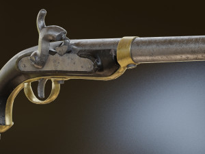 historic old medievel flintlock dragon pistol rifle low-poly 3D Model