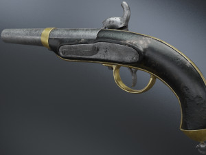 historic old medievel flintlock dragon pistol rifle low-poly 3D Model