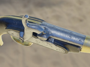 historic old medievel flintlock dragon pistol rifle low-poly 3D Model