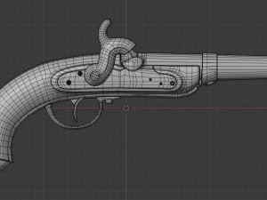 historic old medievel flintlock dragon pistol rifle low-poly 3D Model