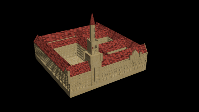 German town hall 3D Model .c4d .max .obj .3ds .fbx .stl .blend 