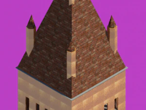 城のそばの家 3Dモデル