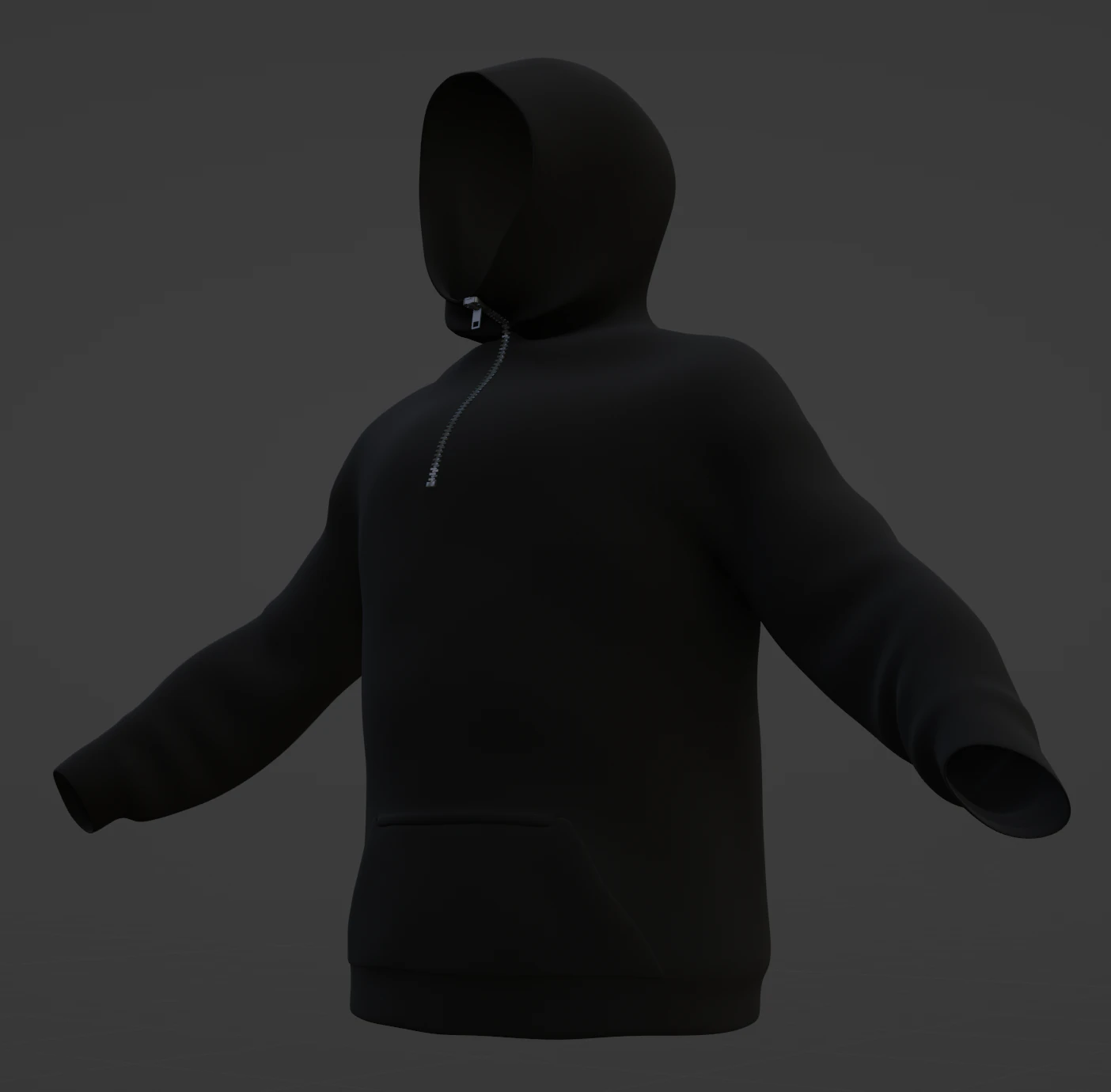Hoodie with zipper Black version 3D Model .c4d .max .obj .3ds .fbx .stl .blend