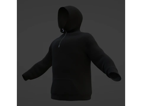 Худі на блискавці чорного кольору 3D Модель