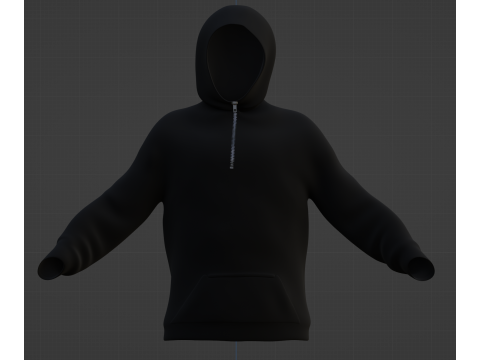 Hoodie with zipper Black version 3Dモデル