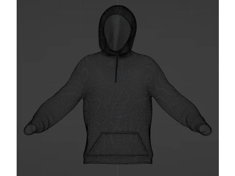 Hoodie with zipper Black version 3D Model