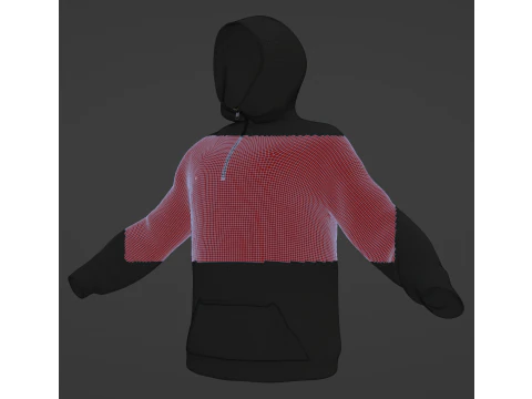 Hoodie with zipper Black version 3D Model