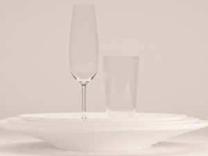 wine glasses and plates 3Dモデル