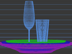 wine glasses and plates 3Dモデル