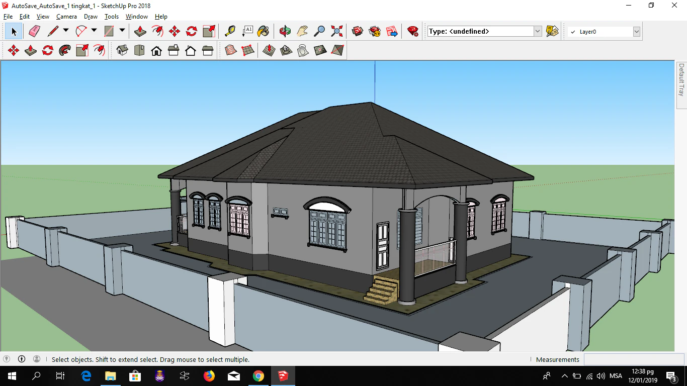detached single storey 3D Model .c4d .max .obj .3ds .fbx .stl .blend 