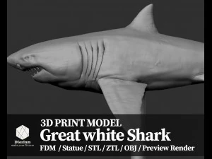 büyük beyaz köpekbalığı - 3 boyutlu baskı 3D Baskı Modeli
