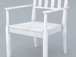 kursi kayu putih poli rendah luar ruangan vr rendah poli Model 3D