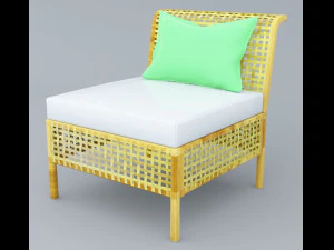 sedia in rattan da esterno low poly low poly Modello 3D