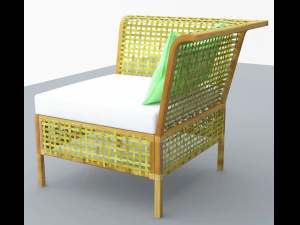 cadeira de vime low poly para exterior low poly low-poly Modelo 3D