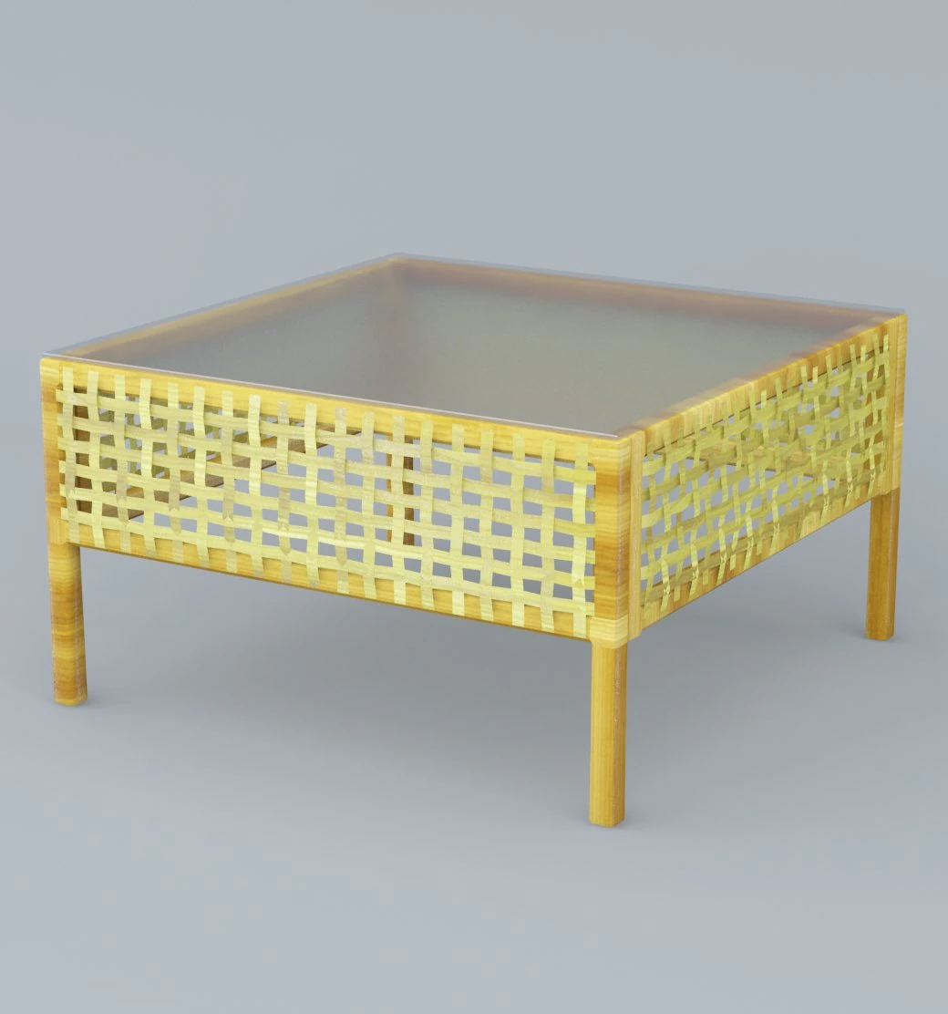 rattan cooffe table low-poly 3D Model .c4d .max .obj .3ds .fbx .stl .blend 