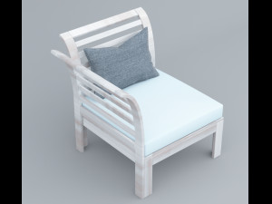 white wooden chair for outdoor vr ar low poly count low-poly 3D 모델