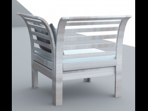white wooden chair for outdoor vr ar low poly count low-poly Modèle 3D