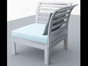 white wooden chair for outdoor vr ar low poly count low-poly Modèle 3D
