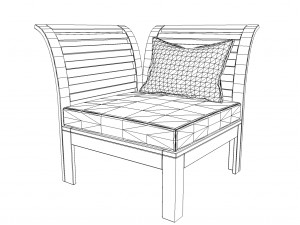 white wooden chair for outdoor vr ar low poly count low-poly Modèle 3D