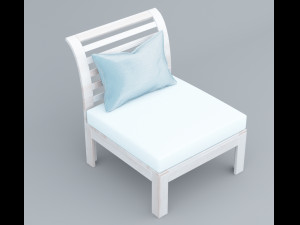 white wooden chair for outdoor low poly count ready vr ar low-poly 3D Model