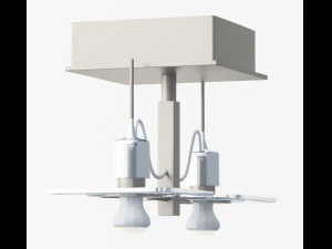 double-bolt metal ceiling lamp vr ar low-poly 3D Model
