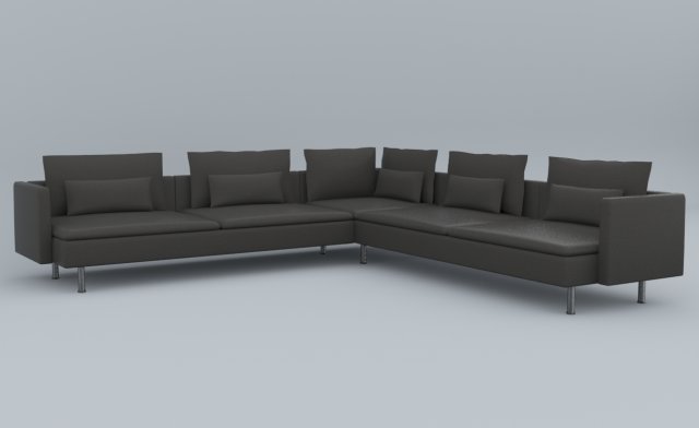 black leather sofa vr ar low poly low-poly 3D 模型 .c4d .max .obj .3ds .fbx .stl .blend