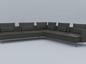 black leather sofa vr ar low poly low-poly 3D-Modell
