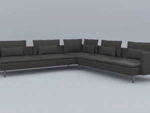 black leather sofa vr ar low poly low-poly 3D Model