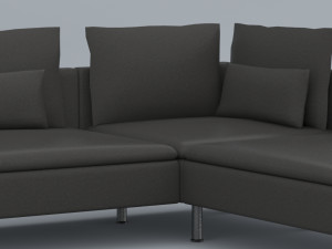 black leather sofa vr ar low poly low-poly 3D 模型