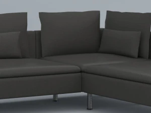 black leather sofa vr ar low poly low-poly 3D Model