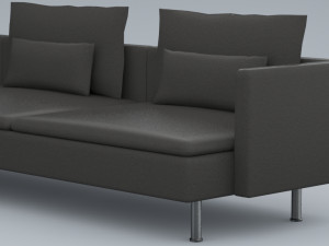 black leather sofa vr ar low poly low-poly 3D 模型