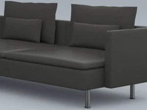 black leather sofa vr ar low poly low-poly 3D Model