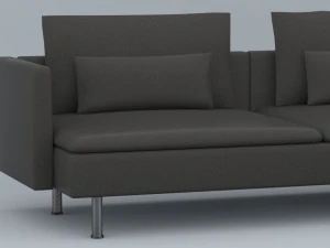 black leather sofa vr ar low poly low-poly 3D Model