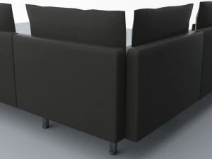 black leather sofa vr ar low poly low-poly 3D Model