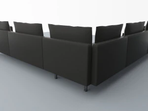 black leather sofa vr ar low poly low-poly 3D Model