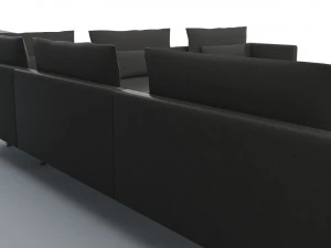 black leather sofa vr ar low poly low-poly 3D Model