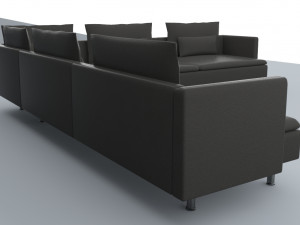 black leather sofa vr ar low poly low-poly 3D 模型