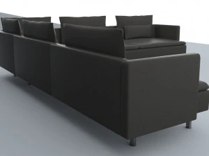 black leather sofa vr ar low poly low-poly 3D Model