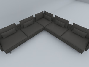 black leather sofa vr ar low poly low-poly 3D 模型