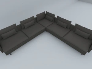 black leather sofa vr ar low poly low-poly 3D Model