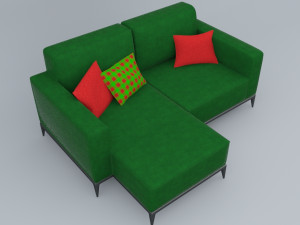 leather sofa low-poly 3D Model