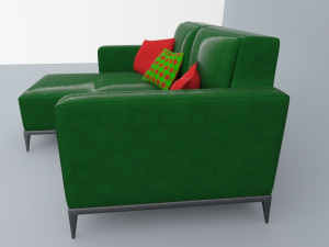 leather sofa low-poly 3D Model