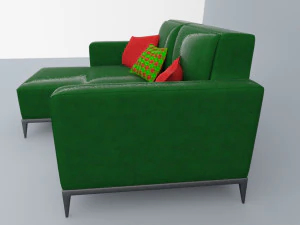 leather sofa low-poly 3D Model