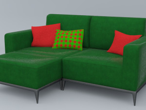 leather sofa low-poly 3D Model