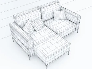 leather sofa low-poly 3D Model