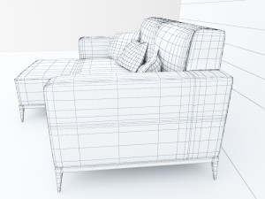 leather sofa low-poly 3D Model