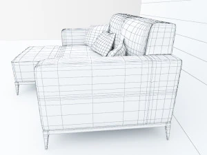 leather sofa low-poly 3D Model