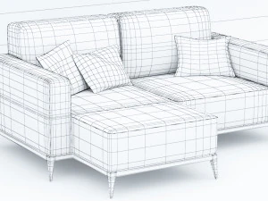 leather sofa low-poly 3D Model