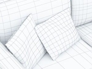 leather sofa low-poly 3D Model